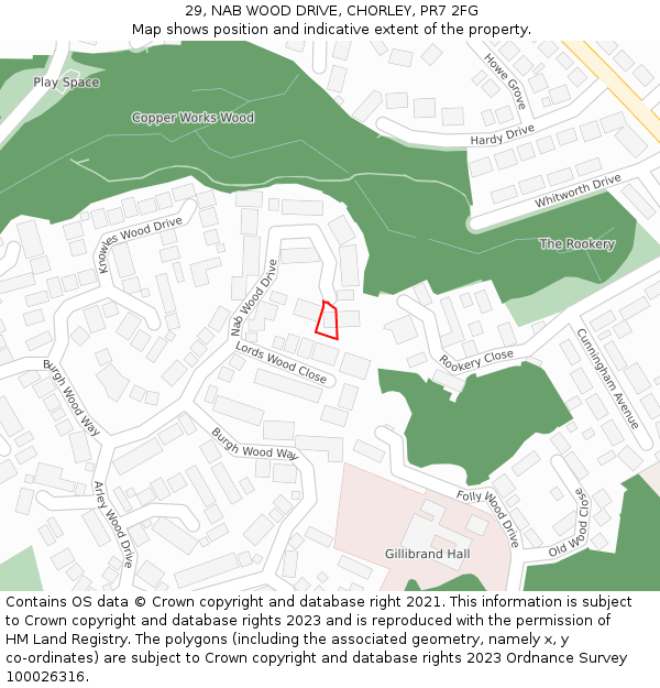 29, NAB WOOD DRIVE, CHORLEY, PR7 2FG: Location map and indicative extent of plot