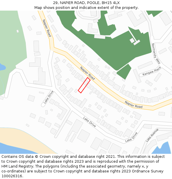 29, NAPIER ROAD, POOLE, BH15 4LX: Location map and indicative extent of plot