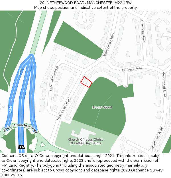 29, NETHERWOOD ROAD, MANCHESTER, M22 4BW: Location map and indicative extent of plot
