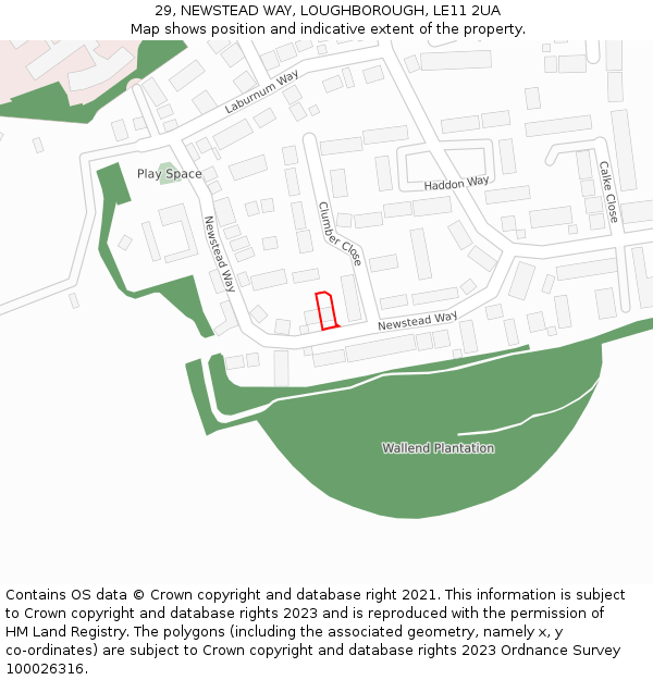 29, NEWSTEAD WAY, LOUGHBOROUGH, LE11 2UA: Location map and indicative extent of plot