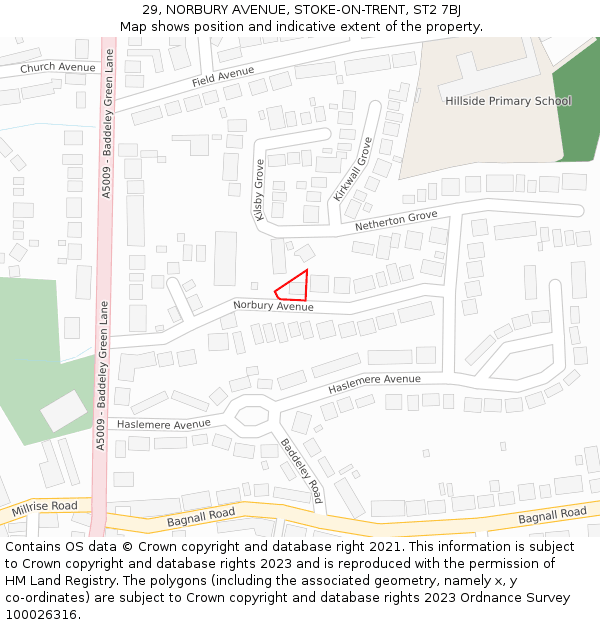 29, NORBURY AVENUE, STOKE-ON-TRENT, ST2 7BJ: Location map and indicative extent of plot