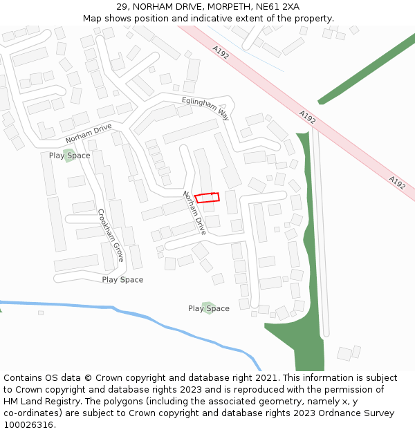 29, NORHAM DRIVE, MORPETH, NE61 2XA: Location map and indicative extent of plot