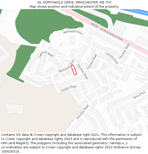 29, NORTHWOLD DRIVE, MANCHESTER, M9 7HY: Location map and indicative extent of plot