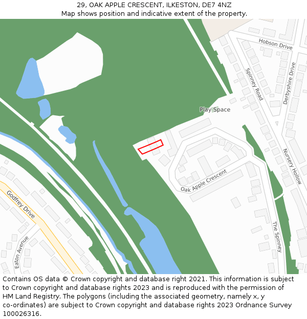 29, OAK APPLE CRESCENT, ILKESTON, DE7 4NZ: Location map and indicative extent of plot