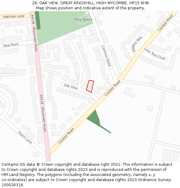 29, OAK VIEW, GREAT KINGSHILL, HIGH WYCOMBE, HP15 6HB: Location map and indicative extent of plot