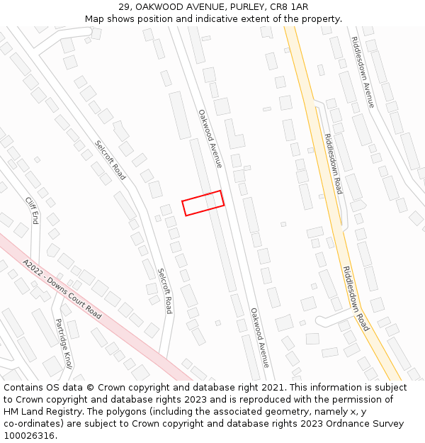 29, OAKWOOD AVENUE, PURLEY, CR8 1AR: Location map and indicative extent of plot