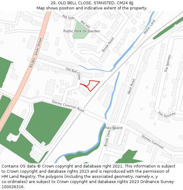 29, OLD BELL CLOSE, STANSTED, CM24 8JJ: Location map and indicative extent of plot