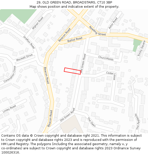 29, OLD GREEN ROAD, BROADSTAIRS, CT10 3BP: Location map and indicative extent of plot