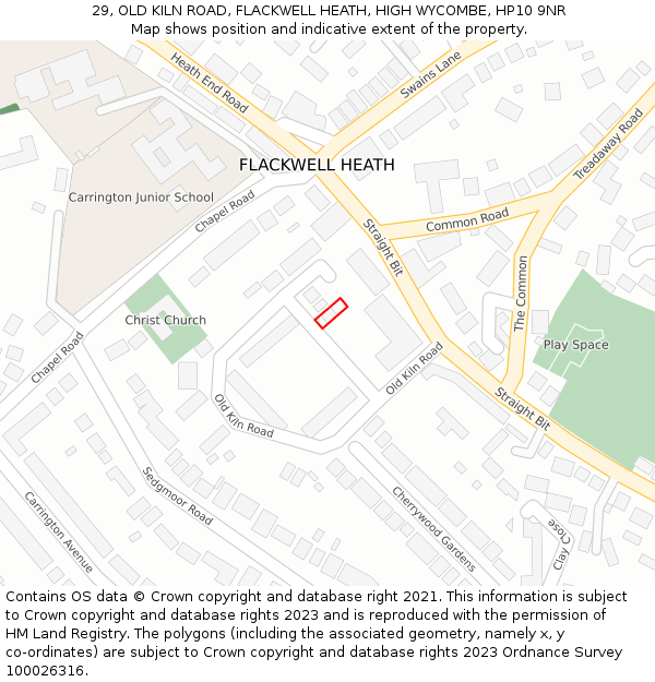 29, OLD KILN ROAD, FLACKWELL HEATH, HIGH WYCOMBE, HP10 9NR: Location map and indicative extent of plot
