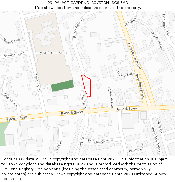 29, PALACE GARDENS, ROYSTON, SG8 5AD: Location map and indicative extent of plot