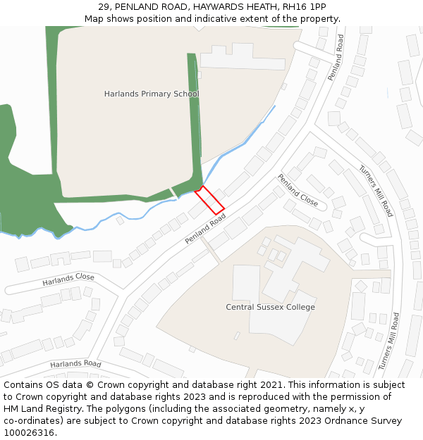 29, PENLAND ROAD, HAYWARDS HEATH, RH16 1PP: Location map and indicative extent of plot