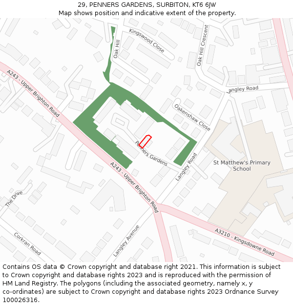 29, PENNERS GARDENS, SURBITON, KT6 6JW: Location map and indicative extent of plot