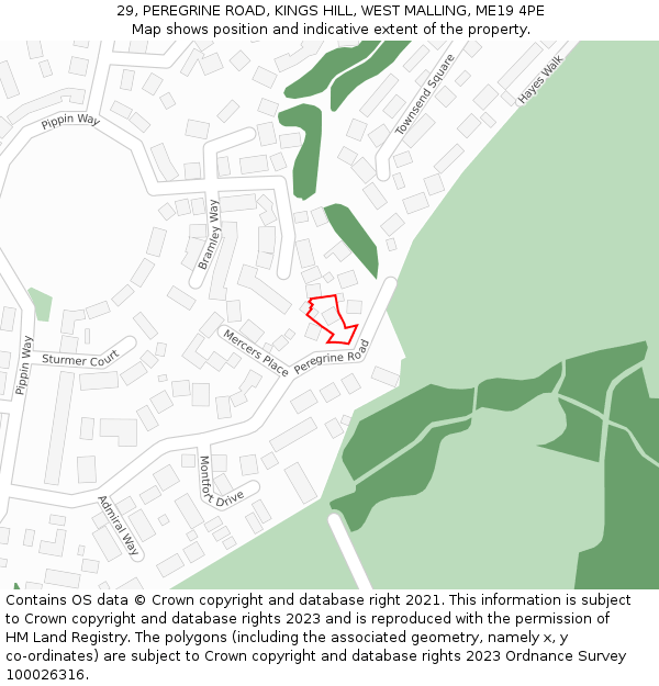 29, PEREGRINE ROAD, KINGS HILL, WEST MALLING, ME19 4PE: Location map and indicative extent of plot