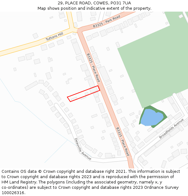 29, PLACE ROAD, COWES, PO31 7UA: Location map and indicative extent of plot