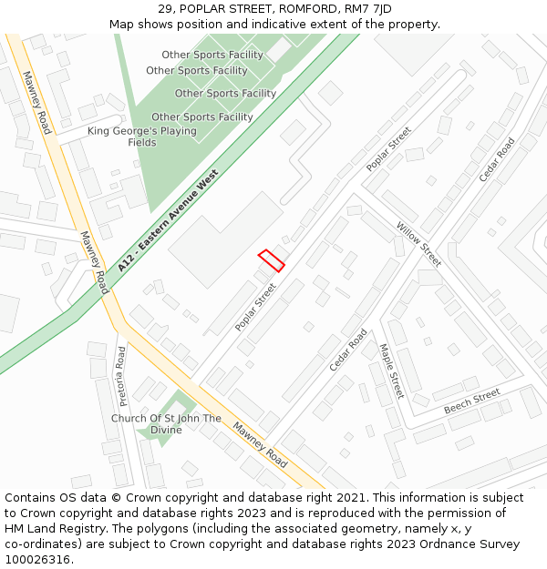 29, POPLAR STREET, ROMFORD, RM7 7JD: Location map and indicative extent of plot
