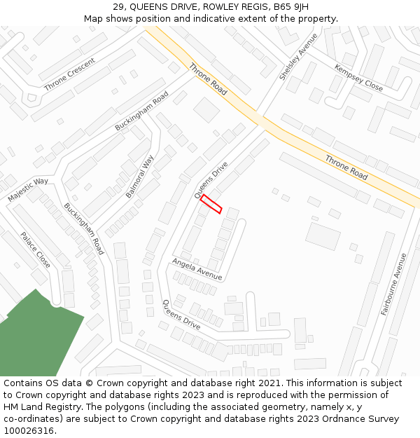 29, QUEENS DRIVE, ROWLEY REGIS, B65 9JH: Location map and indicative extent of plot