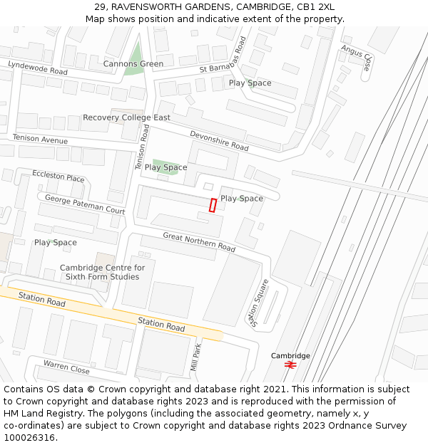 29, RAVENSWORTH GARDENS, CAMBRIDGE, CB1 2XL: Location map and indicative extent of plot