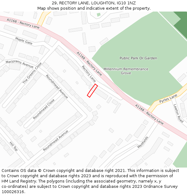 29, RECTORY LANE, LOUGHTON, IG10 1NZ: Location map and indicative extent of plot