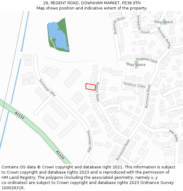 29, REGENT ROAD, DOWNHAM MARKET, PE38 9TN: Location map and indicative extent of plot
