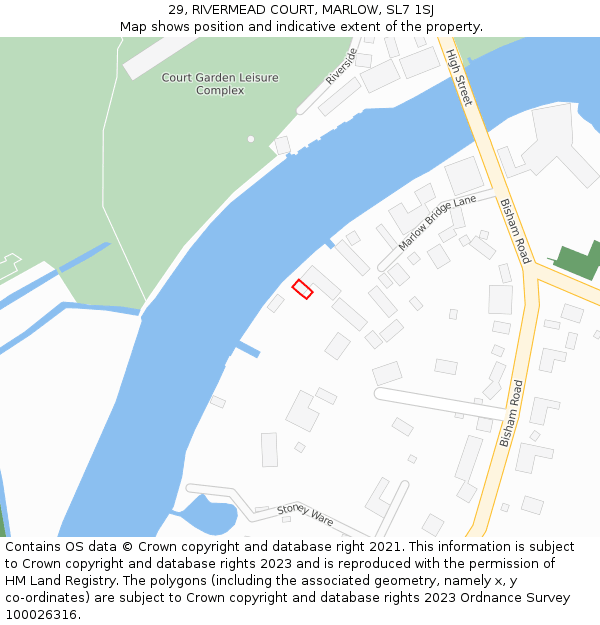 29, RIVERMEAD COURT, MARLOW, SL7 1SJ: Location map and indicative extent of plot