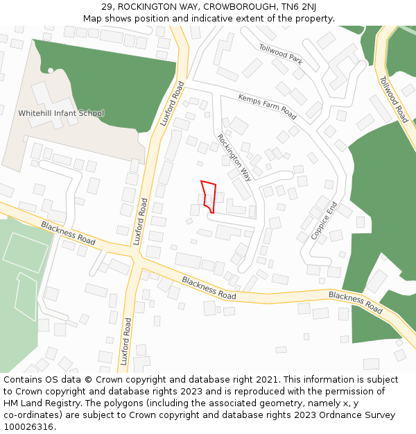 29, ROCKINGTON WAY, CROWBOROUGH, TN6 2NJ: Location map and indicative extent of plot