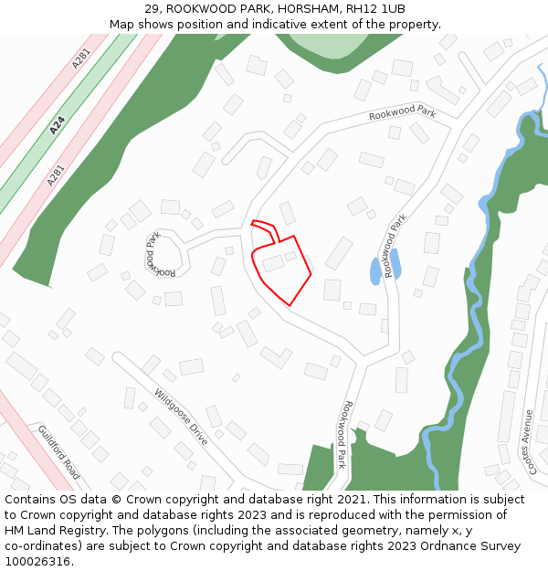 29, ROOKWOOD PARK, HORSHAM, RH12 1UB: Location map and indicative extent of plot