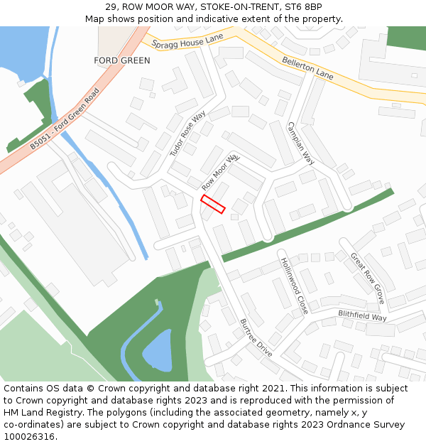 29, ROW MOOR WAY, STOKE-ON-TRENT, ST6 8BP: Location map and indicative extent of plot