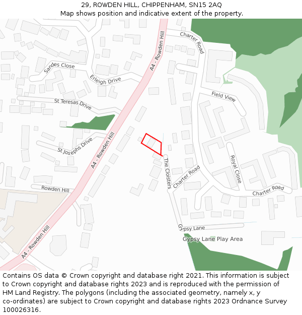 29, ROWDEN HILL, CHIPPENHAM, SN15 2AQ: Location map and indicative extent of plot