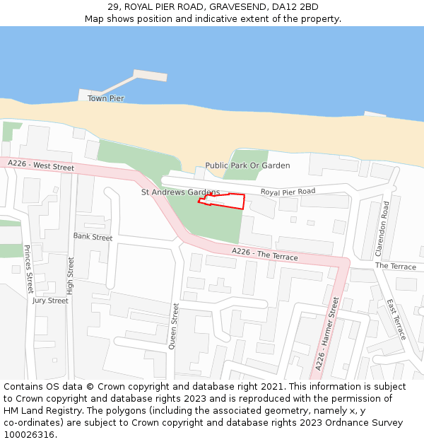 29, ROYAL PIER ROAD, GRAVESEND, DA12 2BD: Location map and indicative extent of plot