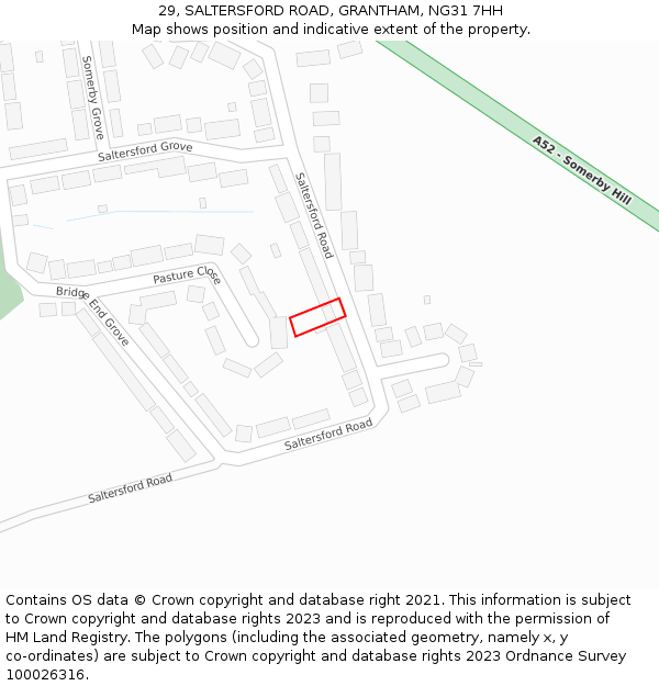 29, SALTERSFORD ROAD, GRANTHAM, NG31 7HH: Location map and indicative extent of plot