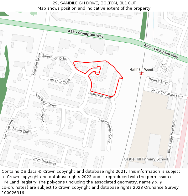 29, SANDILEIGH DRIVE, BOLTON, BL1 8UF: Location map and indicative extent of plot