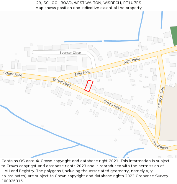 29, SCHOOL ROAD, WEST WALTON, WISBECH, PE14 7ES: Location map and indicative extent of plot