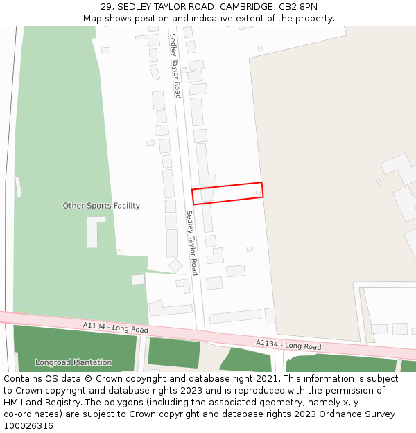 29, SEDLEY TAYLOR ROAD, CAMBRIDGE, CB2 8PN: Location map and indicative extent of plot