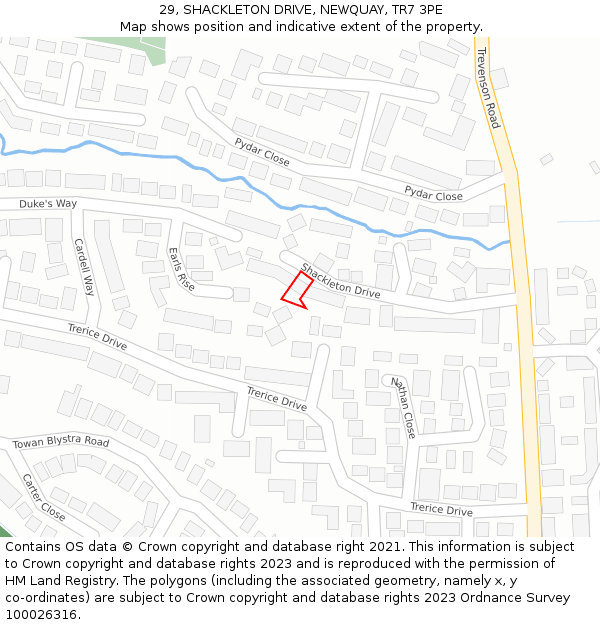 29, SHACKLETON DRIVE, NEWQUAY, TR7 3PE: Location map and indicative extent of plot