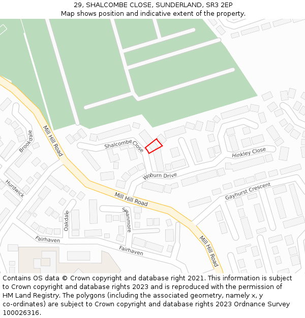 29, SHALCOMBE CLOSE, SUNDERLAND, SR3 2EP: Location map and indicative extent of plot