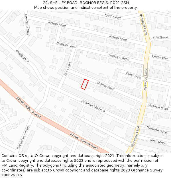 29, SHELLEY ROAD, BOGNOR REGIS, PO21 2SN: Location map and indicative extent of plot