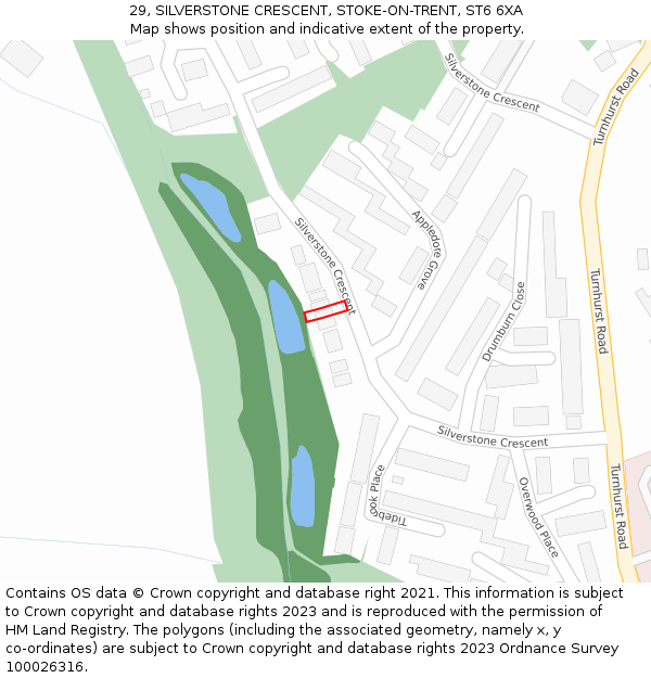 29, SILVERSTONE CRESCENT, STOKE-ON-TRENT, ST6 6XA: Location map and indicative extent of plot