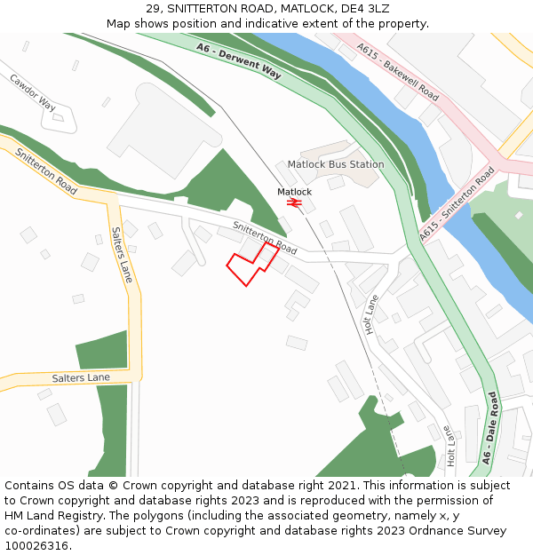 29, SNITTERTON ROAD, MATLOCK, DE4 3LZ: Location map and indicative extent of plot