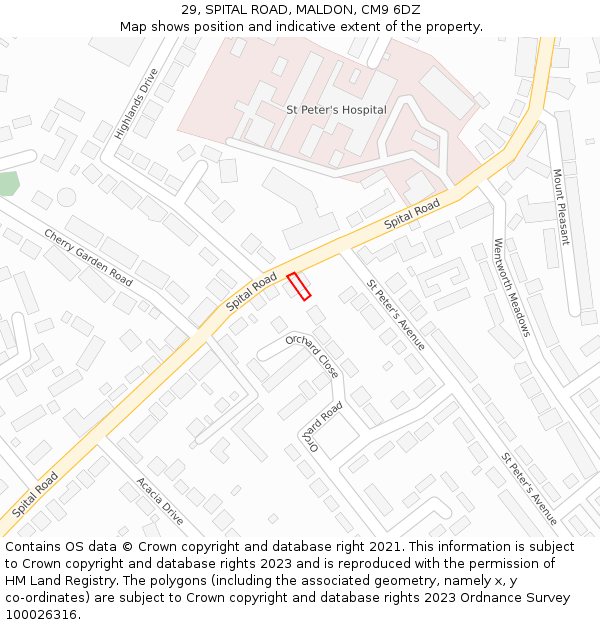 29, SPITAL ROAD, MALDON, CM9 6DZ: Location map and indicative extent of plot