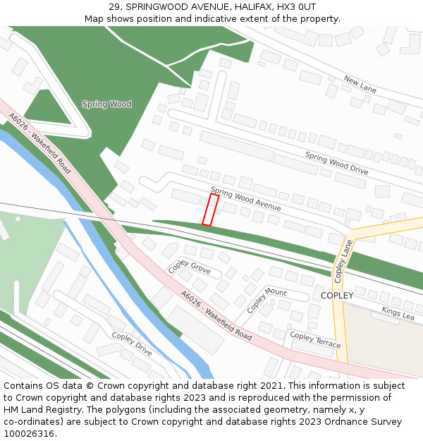 29, SPRINGWOOD AVENUE, HALIFAX, HX3 0UT: Location map and indicative extent of plot