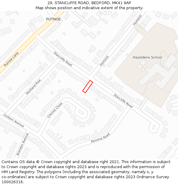 29, STANCLIFFE ROAD, BEDFORD, MK41 9AP: Location map and indicative extent of plot