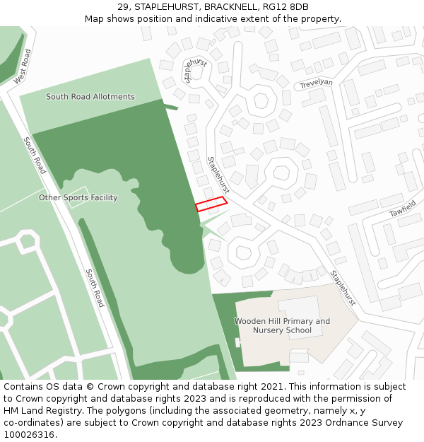 29, STAPLEHURST, BRACKNELL, RG12 8DB: Location map and indicative extent of plot