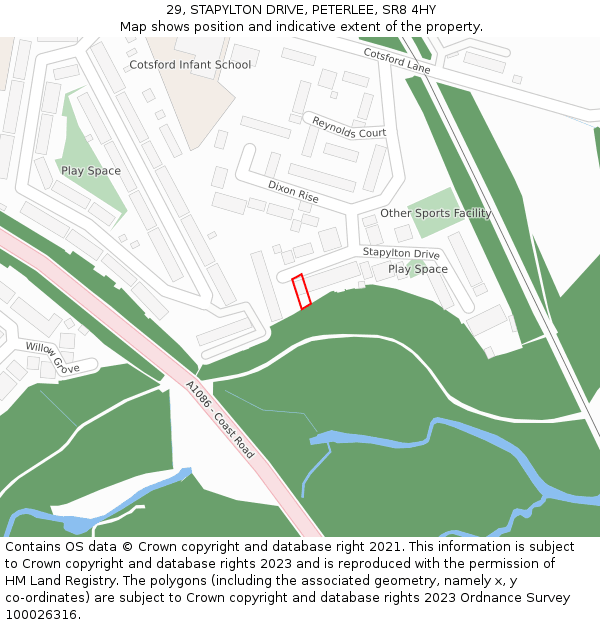 29, STAPYLTON DRIVE, PETERLEE, SR8 4HY: Location map and indicative extent of plot