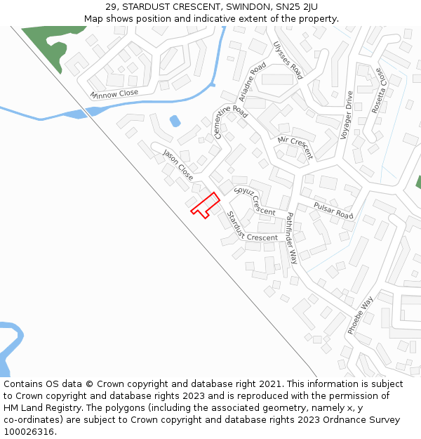 29, STARDUST CRESCENT, SWINDON, SN25 2JU: Location map and indicative extent of plot