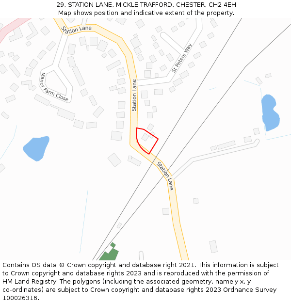 29, STATION LANE, MICKLE TRAFFORD, CHESTER, CH2 4EH: Location map and indicative extent of plot