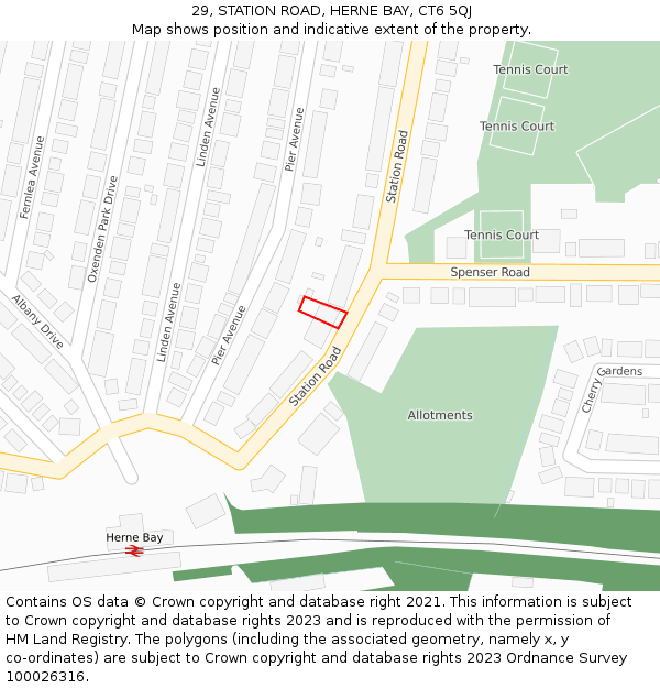 29, STATION ROAD, HERNE BAY, CT6 5QJ: Location map and indicative extent of plot