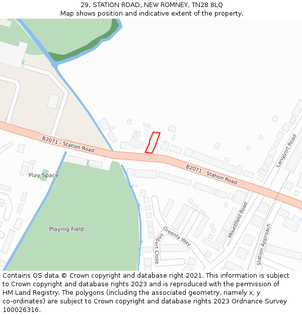 29, STATION ROAD, NEW ROMNEY, TN28 8LQ: Location map and indicative extent of plot