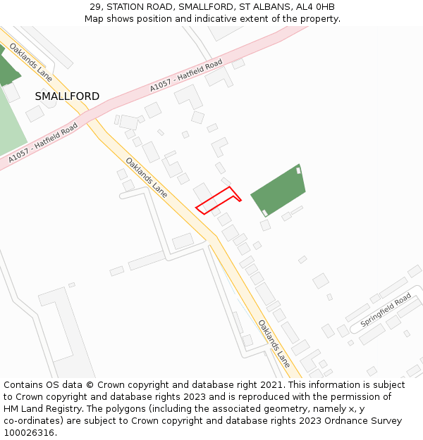 29, STATION ROAD, SMALLFORD, ST ALBANS, AL4 0HB: Location map and indicative extent of plot