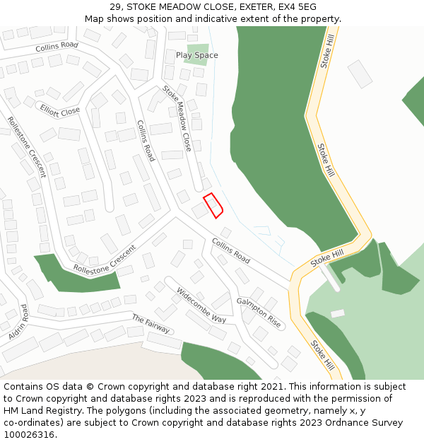 29, STOKE MEADOW CLOSE, EXETER, EX4 5EG: Location map and indicative extent of plot