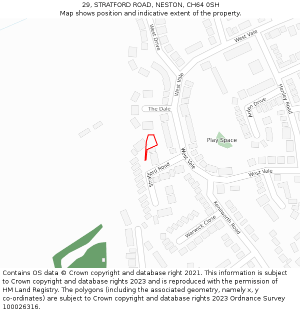 29, STRATFORD ROAD, NESTON, CH64 0SH: Location map and indicative extent of plot